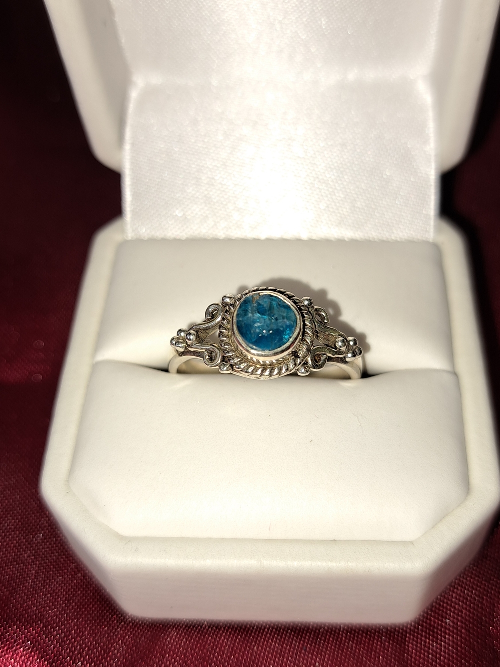 Sterling Silver Blue Opatite New Gemstone Ring - Sz.9 Women Jewelry